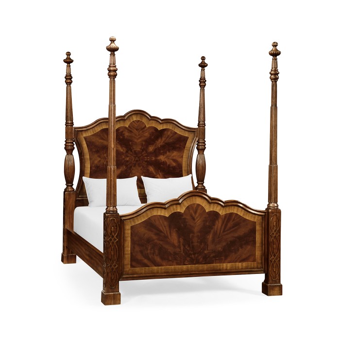 Four Poster Mahogany UK Queen Bed