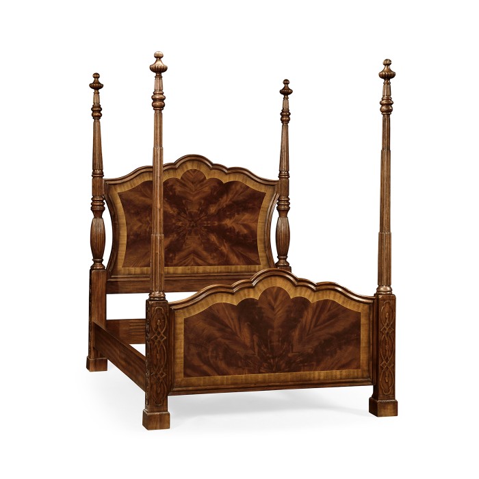 Four Poster Mahogany UK Queen Bed