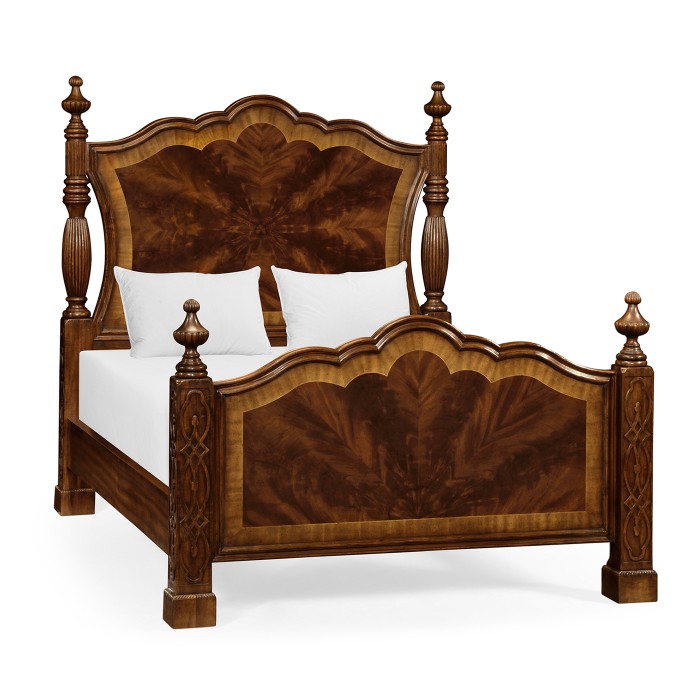 Four Poster Mahogany UK Queen Bed