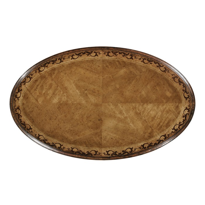 Walnut & satinwood oval lamp table