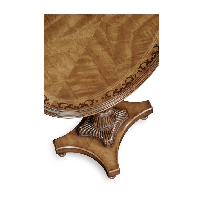 Walnut & satinwood oval lamp table