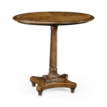 Walnut & satinwood oval lamp table
