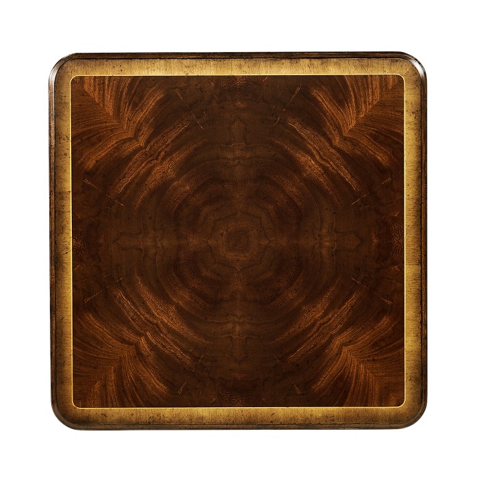 Mahogany Four Legged Square Side Table Scallop Shells