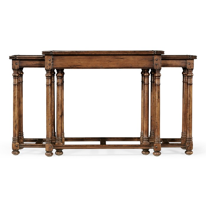 Walnut Oyster Parquet Nest of Tables