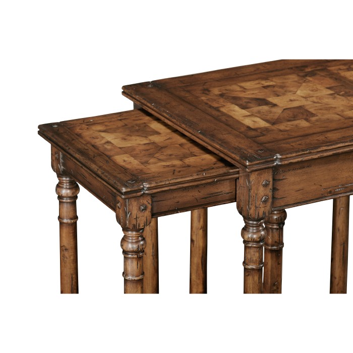 Walnut Oyster Parquet Nest of Tables