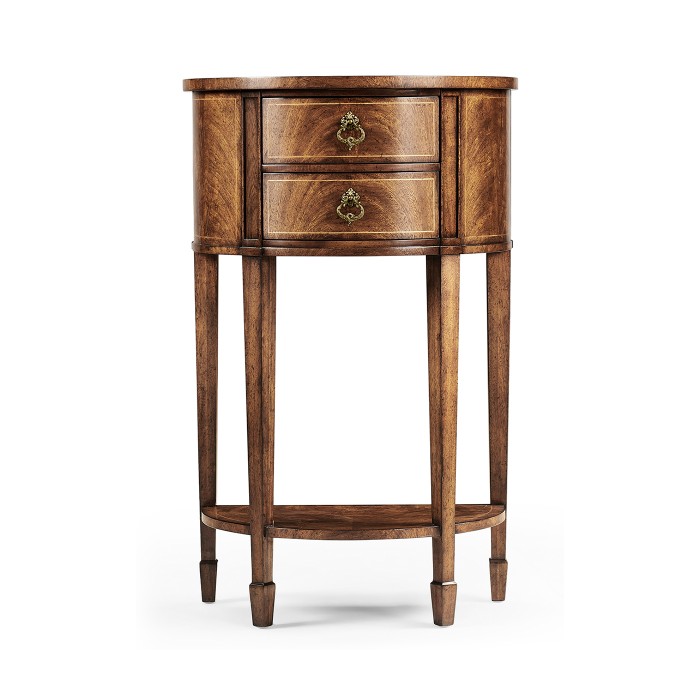 Crotch Walnut Demilune Narrow Tables