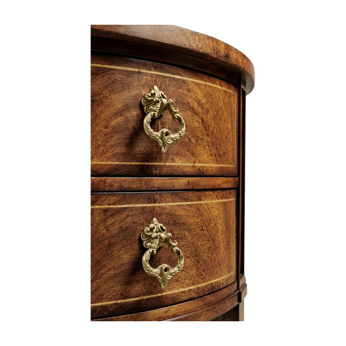 Crotch Walnut Demilune Narrow Tables