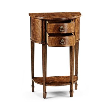 Crotch Walnut Demilune Narrow Tables