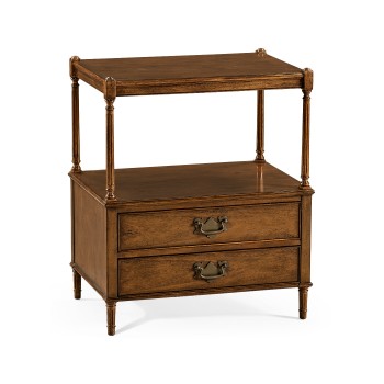 Walnut two drawer side table