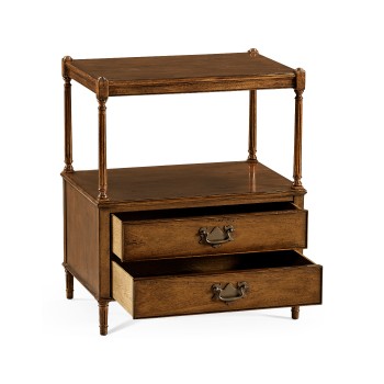 Walnut two drawer side table