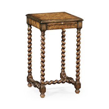 Walnut lamp table with twisted legs