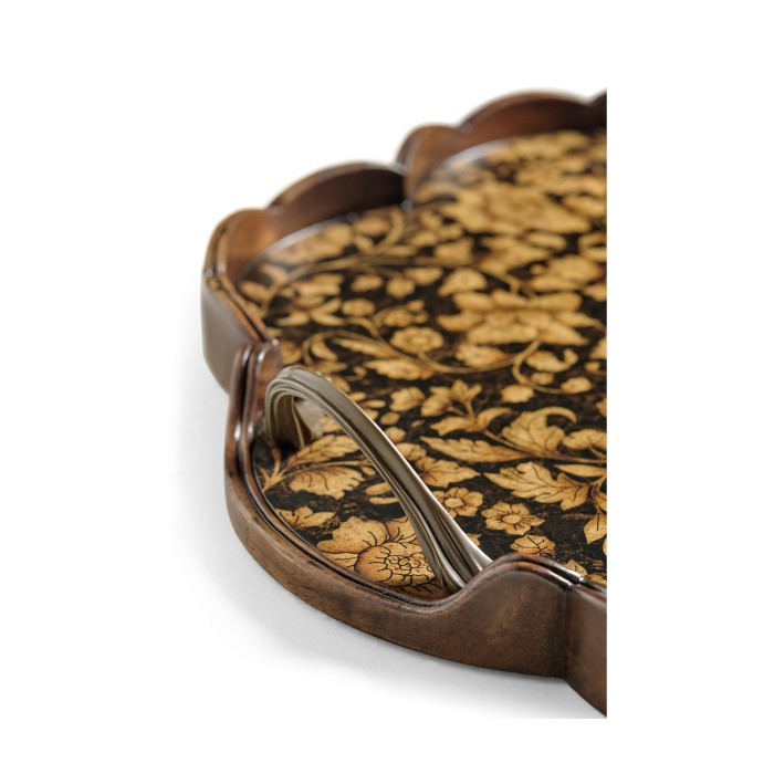 Scalloped Black Chinoiserie Tray