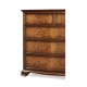 Crotch walnut bedside chest of drawers