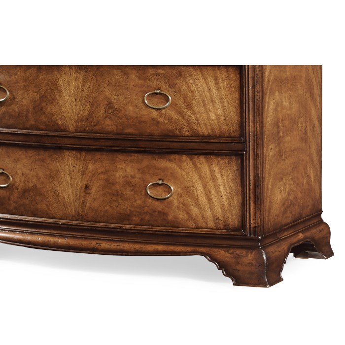Crotch walnut bedside chest of drawers