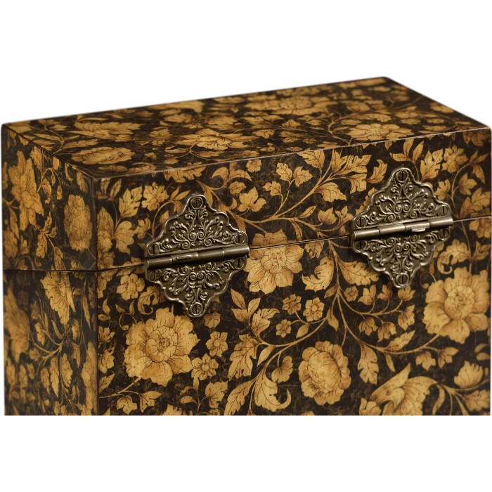 Pair of Glass Decanters & Black Chinoiserie Case