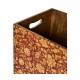 Square Red Chinoiserie Waste Basket