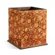 Square Red Chinoiserie Waste Basket