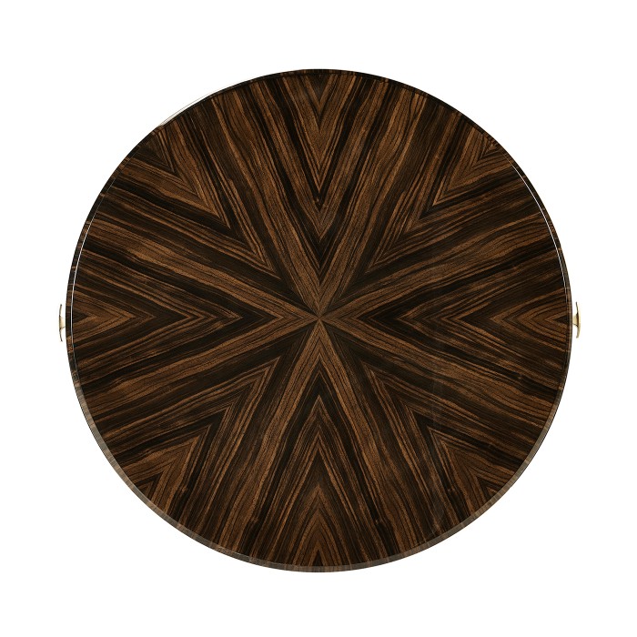 Round Art Deco Macassar Ebony High Lustre Side Table with Drawer