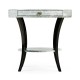 White Smoke Eggshell Round Side Table with Drawer