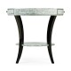 White Smoke Eggshell Round Side Table with Drawer