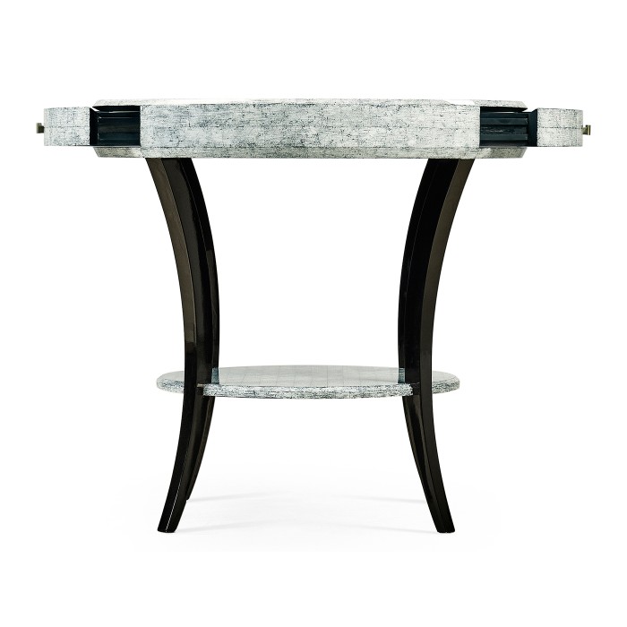 White Smoke Eggshell Round Side Table with Drawer