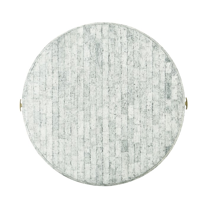 White Smoke Eggshell Round Side Table with Drawer
