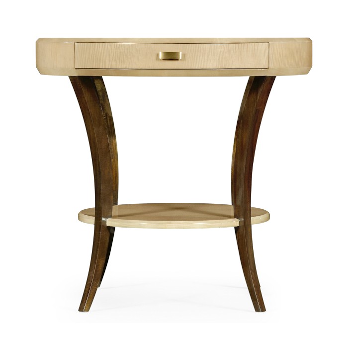 Art Deco Round Side Table with Drawer