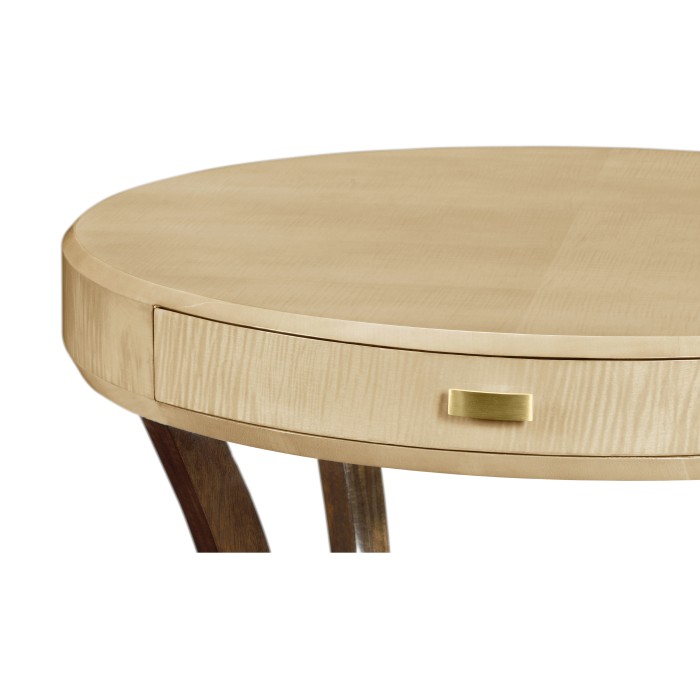 Art Deco Round Side Table with Drawer
