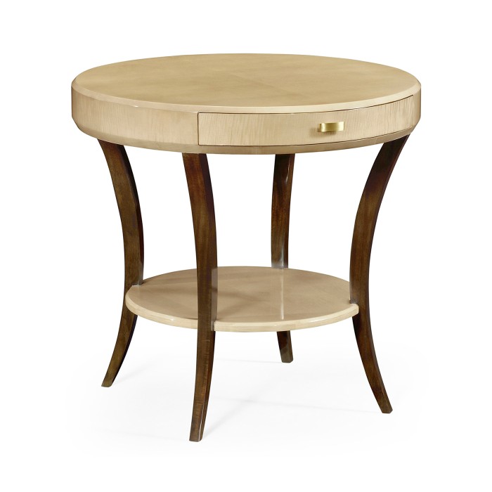Art Deco Round Side Table with Drawer