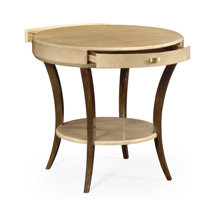 Art Deco Round Side Table with Drawer