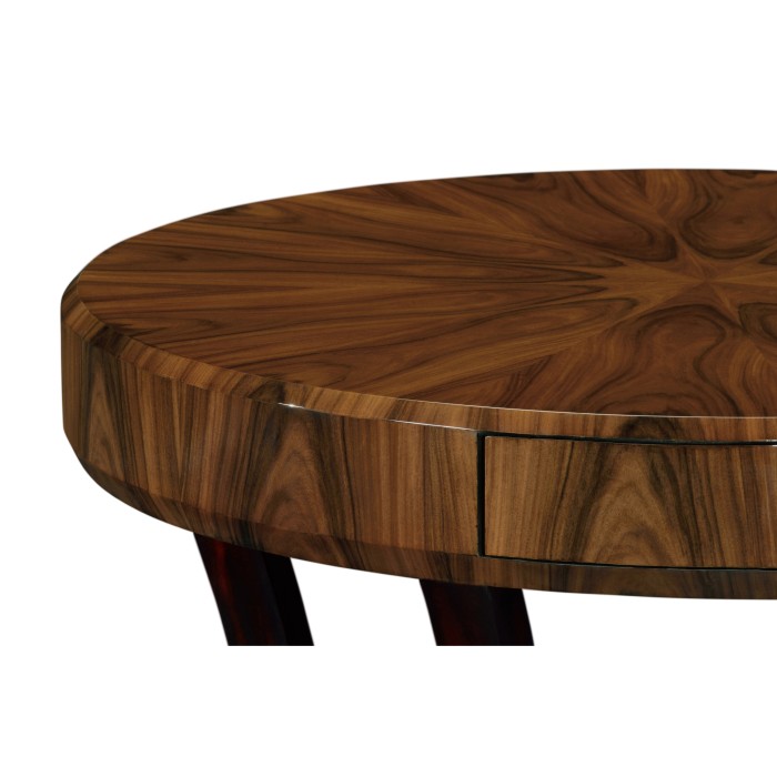 Art Deco Satin Round Side Table with Drawer