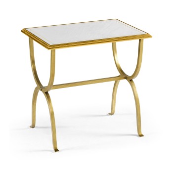 Églomisé & Gilded Iron Rectangular Side Table