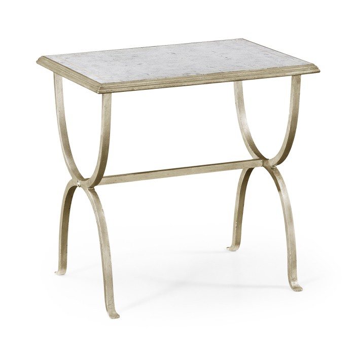 Églomisé & Silver Iron Rectangular Side Table