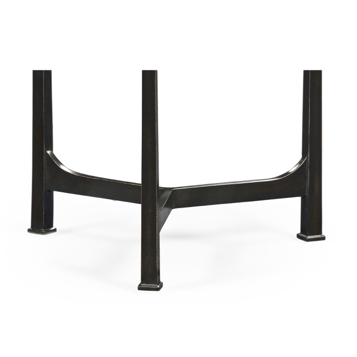 Églomisé & Bronze Iron Round Lamp Table