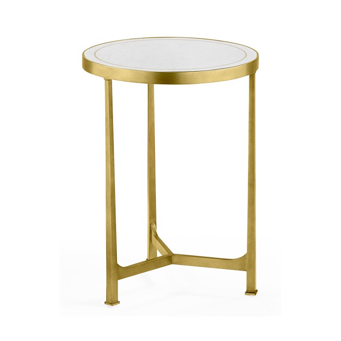 Églomisé & Gilded Iron Round Lamp Table