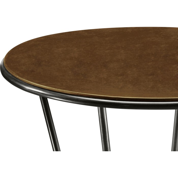 Leather top & bronze iron side table