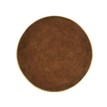 Leather Top & Gilded Iron Side Table