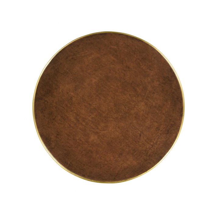 Leather Top & Gilded Iron Side Table