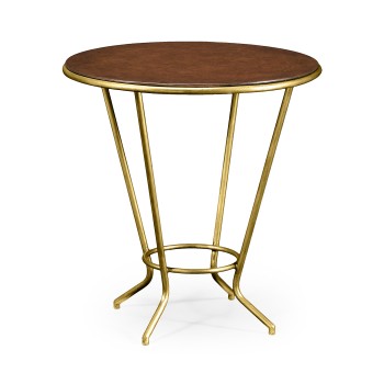 Leather Top & Gilded Iron Side Table
