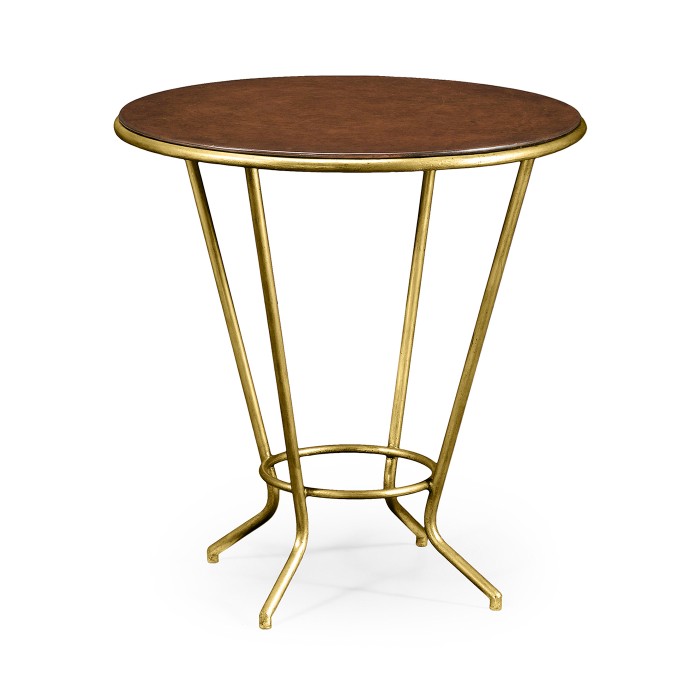 Leather Top & Gilded Iron Side Table