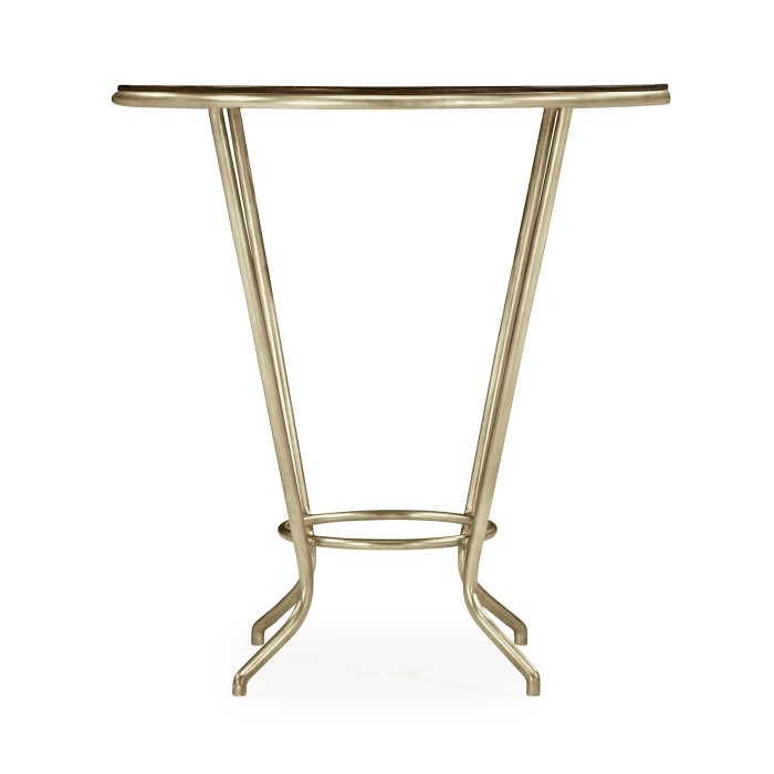 Leather top & silver iron side table