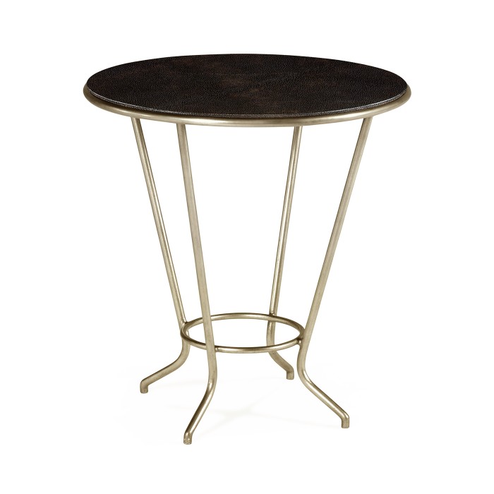 Leather top & silver iron side table