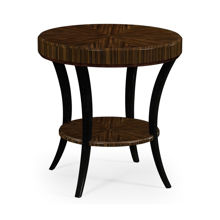 Round Art Deco Macassar Ebony High Lustre Side Table