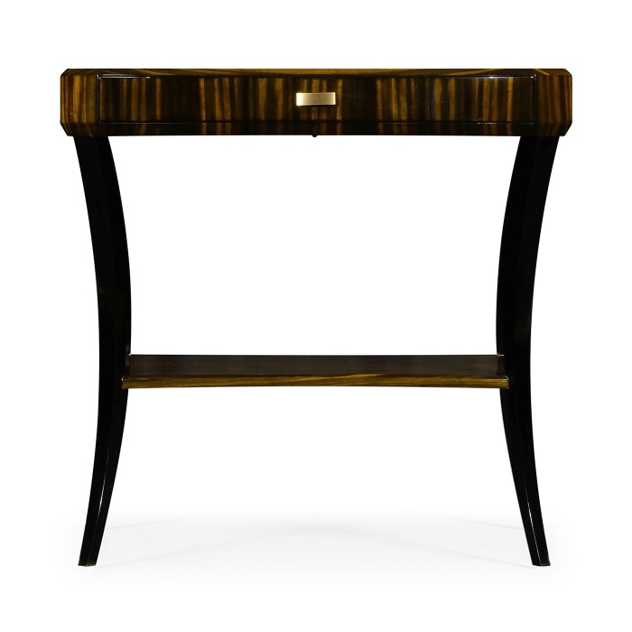 Rectangular Art Deco Macassar Ebony High Lustre Side Table with Drawer