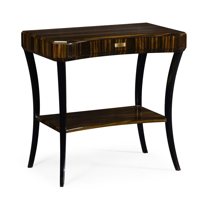 Rectangular Art Deco Macassar Ebony High Lustre Side Table with Drawer
