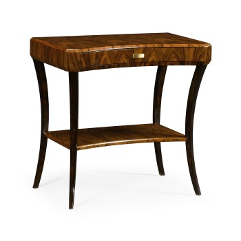 Art Deco High Lustre Rectangular Side Table with Drawer 