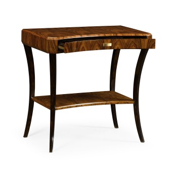 Art Deco High Lustre Rectangular Side Table with Drawer 
