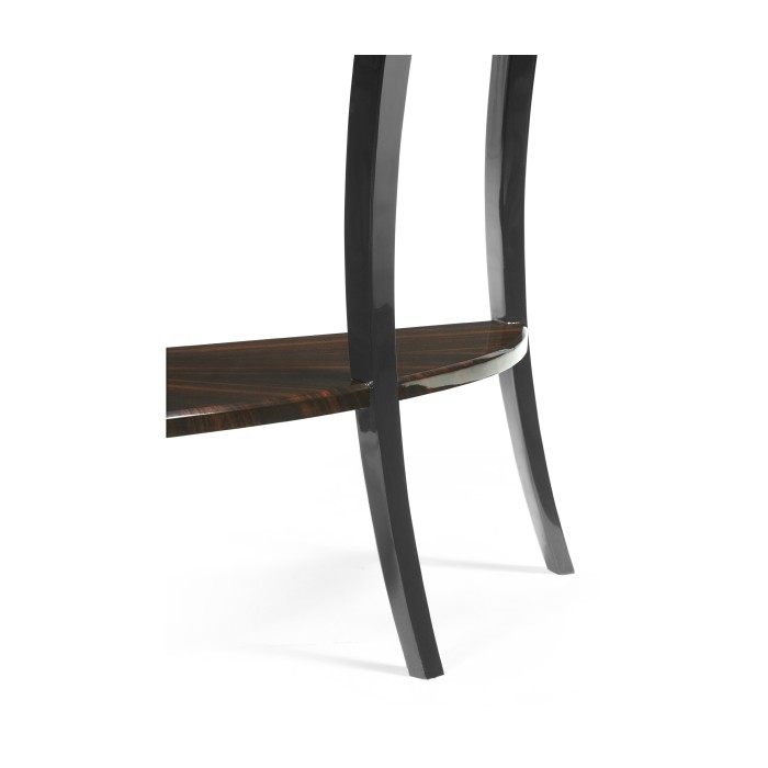 Large Demilune Art Deco Macassar Ebony High Lustre Console Table with Drawer