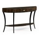 Large Demilune Art Deco Macassar Ebony High Lustre Console Table with Drawer