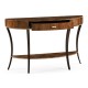 Art Deco High Lustre Large Demilune Console Table with Drawer